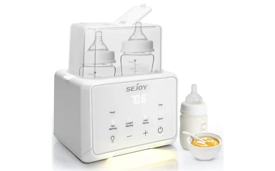 Sejoy Double Bottle Warmer Fast Baby Food Heater For Breastmilk & Formula Steam Sterilize White