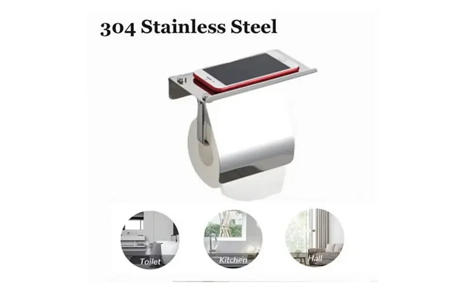 Self Adhesive Toilet Paper Holder With Phone Shelf Sus304 Stainless Steel Wall Mounted Toilet Paper Roll Holder - Rustpr