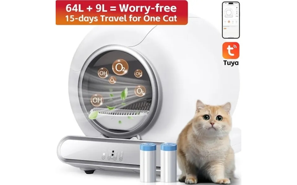 Self Cleaning Cat Litter Box 65l 9l Automatic Cat Litter Box For Milti Cats W 2 Roll Liners Smart App Control Health Mon