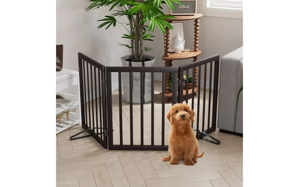 Semiocthome Ultra Wide Foldable Pet Gate For Doorway Freestanding Dog Gates For Stairs 55
