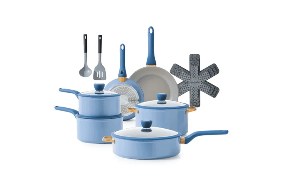 Sensarte Nonstick Pots And Pans Set 18pcs Non Stick Cookware Sets Induction Kitchen Cookware Sets Blue