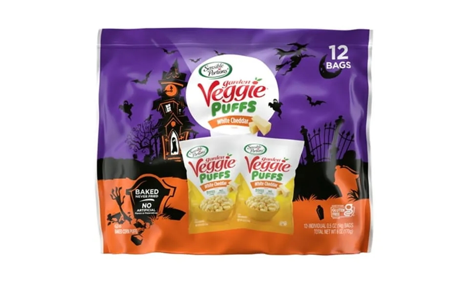Sensible Portions Garden Veggie Halloween White Cheddar Snack Puffs Multipack 0