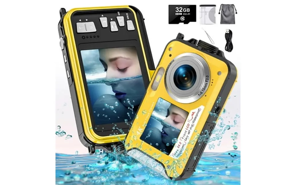Seree Waterproof Camera For Youtube 4k Digital Camera Fhd 64mp Dual Screens Outdoor Underwater Cameras For Snorkeling Va