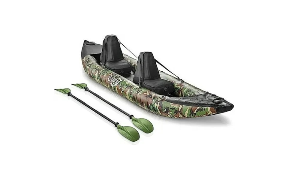 Serenelife 2 Person Inflatable Kayak Double Kayak W Aluminum Paddles Repair Kit Lightweight Camo