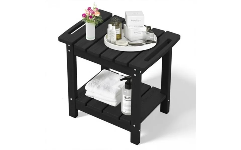 Serwall Hdpe Shower Bench For Inside Shower Waterproof Shower Stool With Handles- Black
