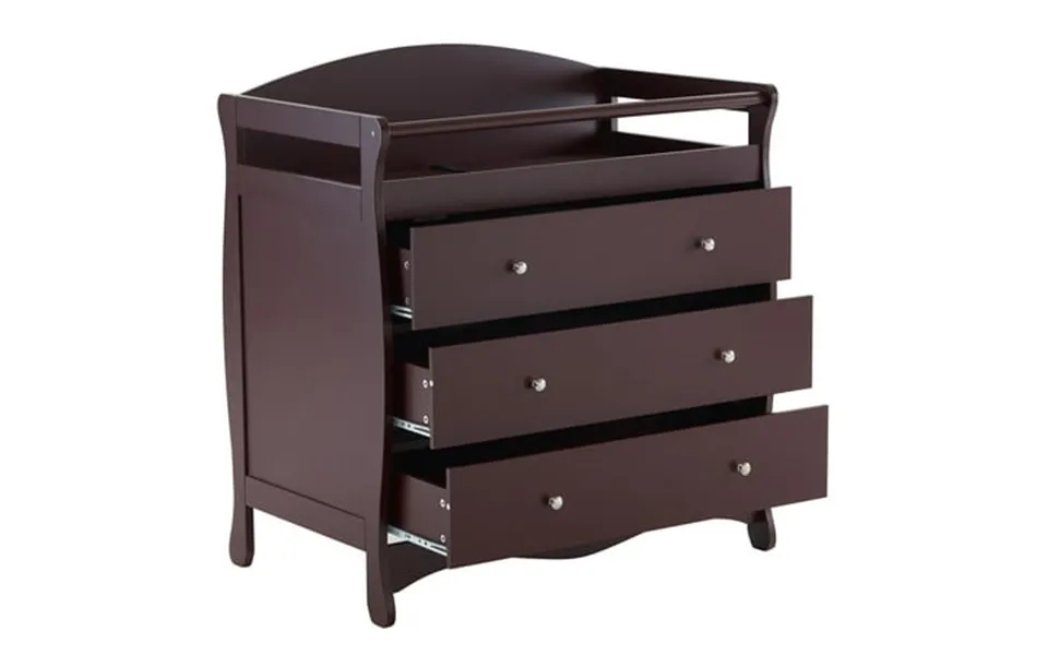 Sesslife Infant Changing Station With 3 Drawers Baby Dresser With Changing Table Top For Nursery Easy Assembly Brown