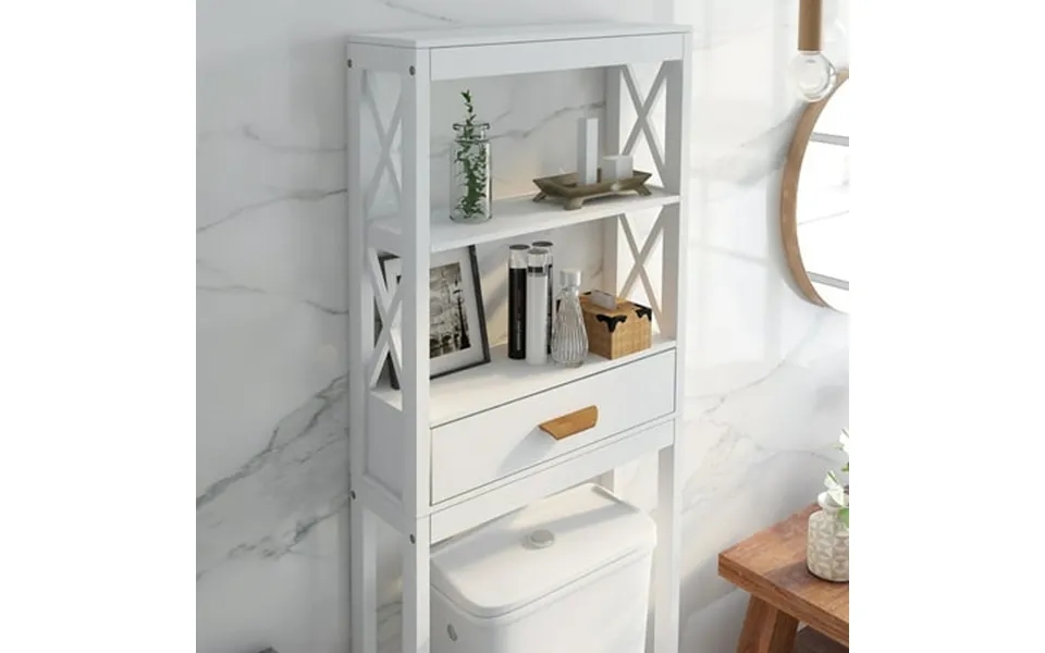 Sesslife Over The Toilet Bathroom Storage Cabinet Freestanding Wooden Bathroom Organizer W Shelves Space Saver Cabinet S