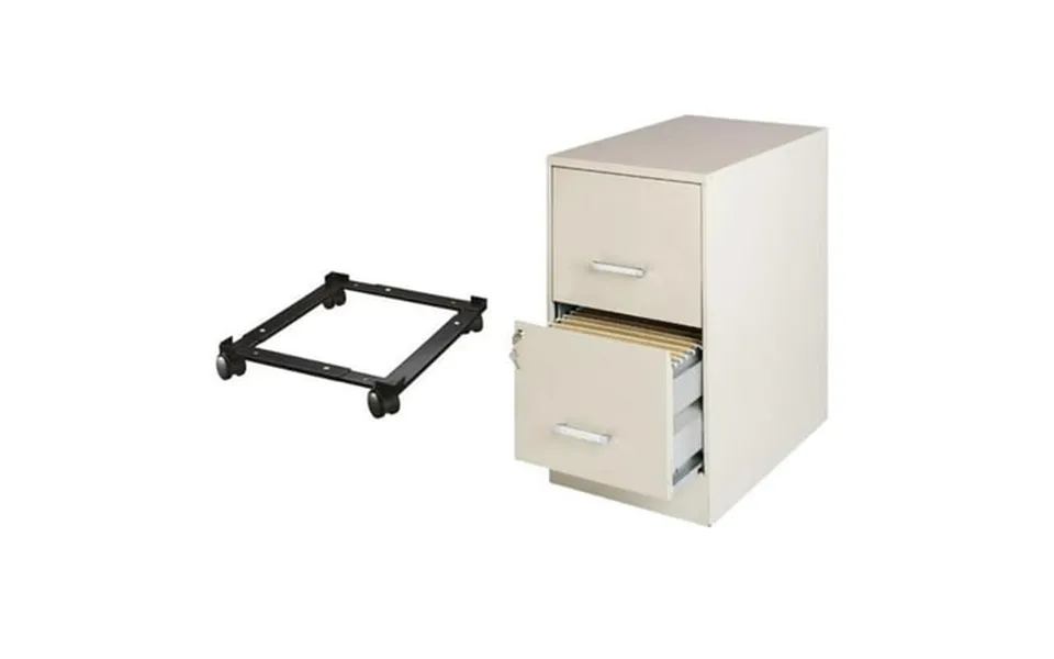 Set Of 2 Drawer Letter File Cabinet And Adjustable Mobile File Caddy