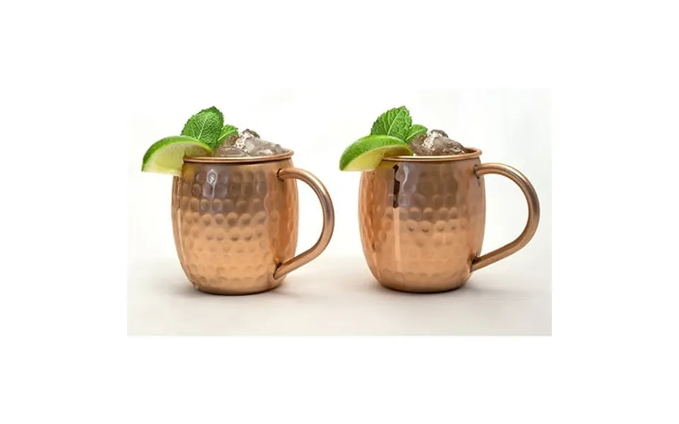 Set Of 2 Modern Home Authentic 100% Solid Copper Hammered Moscow Mule Mug - Handmade In India