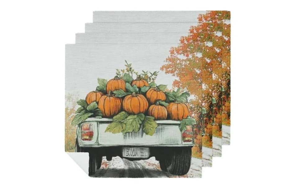 Shangniulu Fall Cloth Napkins Thanksgiving Autumn Harvest Cars Pumpkin Leaves Party Dinner Decoration Washable Napkins 6