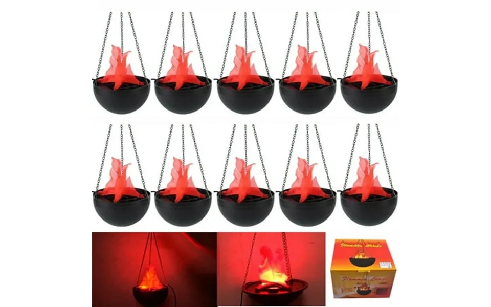 Shanna 10 Pack 3d Fake Fire Light Hanging Led Flame Effect Lamp For Halloween Christmas Festival