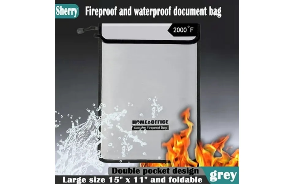 Sherry 15 X 11 Two Pockets Fireproof And Waterproof Money Bag For Cash With Zipper
