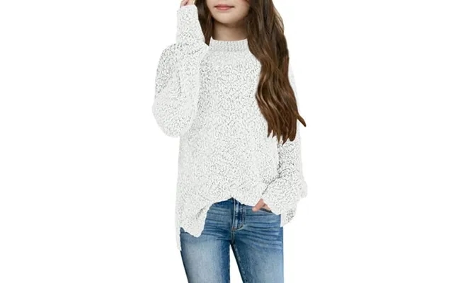 Sherrylily Girl Fuzzy Warm Sweater Crew Neck Chunky Side Slit Jumper Pullover Outwear product image