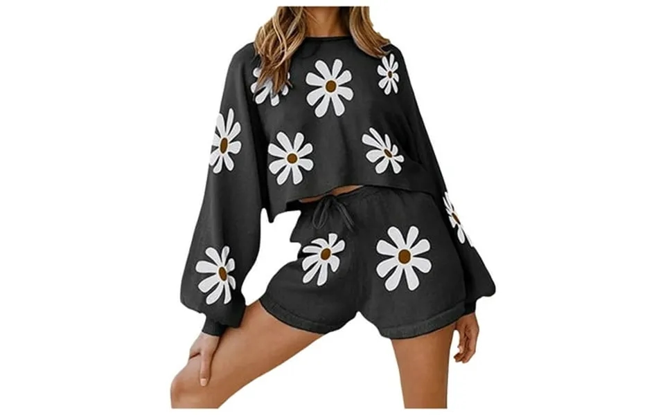 Shorts Set For Women Summer Elastic High Waisted Knitting Pajama Suit Suit Long Sleeve Sleeve Top Piece Sportswear Sweat