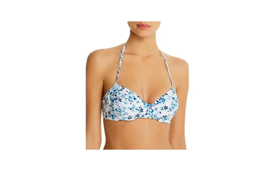 Shoshanna Womens Underwire Floral Halter Swim Top Blue Dd