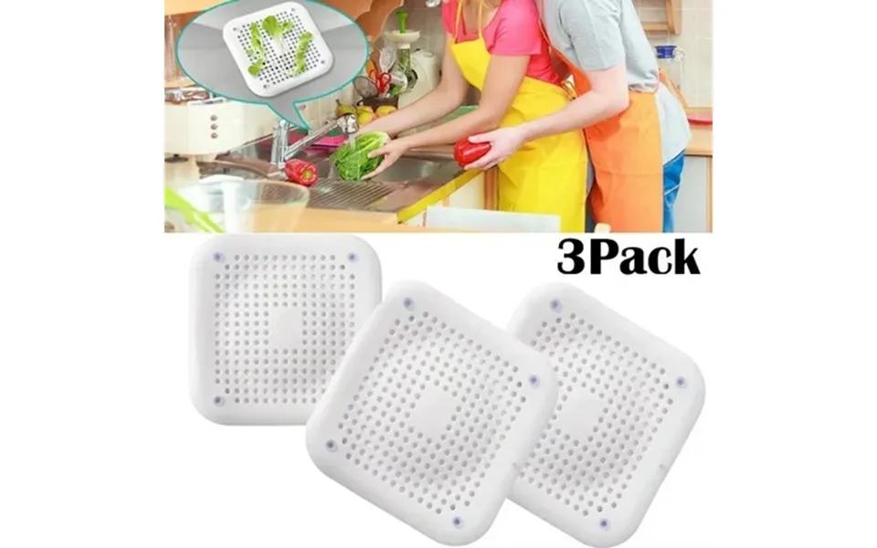 Shower Bath Drain Cover 3-pack Tub Square Drain Plug Kitchen Bathroom White