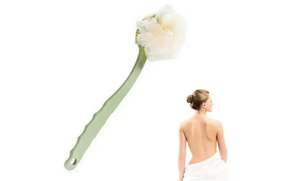 Shower Body Brush With Bristles And Loofah Back Scrubber Bath Mesh Sponge With Curved Long Handle For Skin Exfoliating B