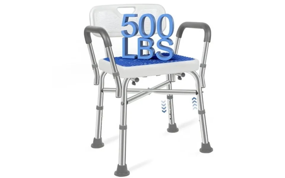 Shower Chair Bath Seat For Inside Shower With Removable Back Padded Armrests 5 Height Adjustable 500 Lbs Heavy Duty Show