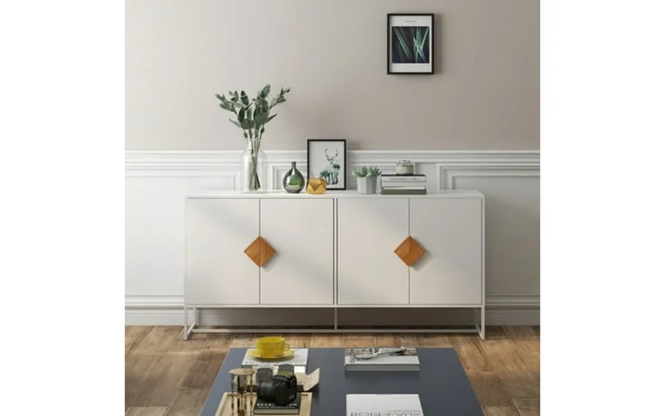 Sideboard For Dining Room Solid Wood Special Shape Square Handle Design With 4 Doors And Double Storage Sideboard Buffet