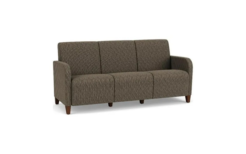Siena 3-seat Lounge Reception Waiting Tandem Seating Walnut Wood Legs Brown