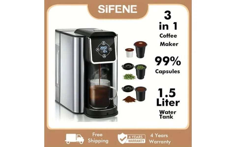 Sifene 3 In 1 Single Serve Coffee Maker Coffee Machine Compatible With K Cup Capsules & Grounds Instant Coffee Pot Tea M