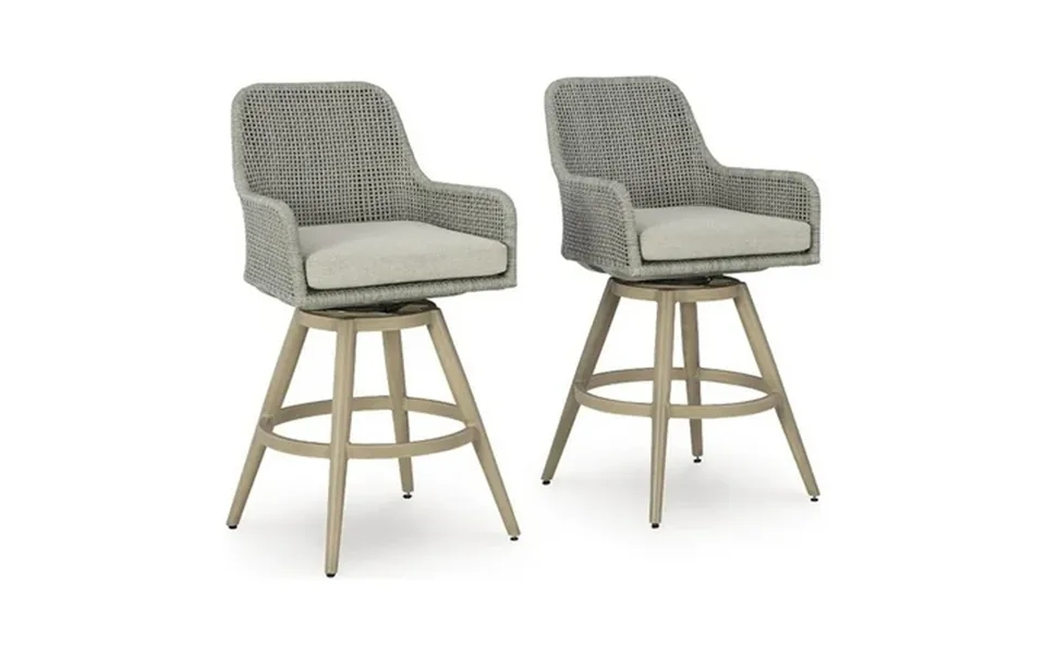 Signature Design By Ashley Seton Creek Light Gray Outdoor Barstool - Set Of 2