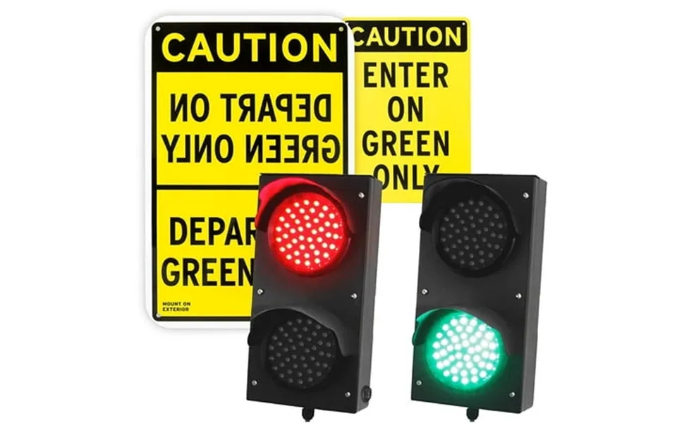 Signaworks Loading Dock Stop-go Light Kit 2 Way Red Green 110 220 Vac Dock Lights 12 X18 Depart On Green Aluminum Sign 9