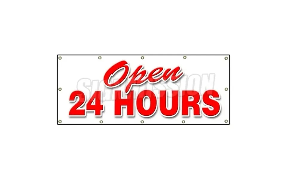 Signmission B-120 Open 24 Hours 48 X 120 In. Open 24 Hours Banner Sign - Service Store Restaurant Bar