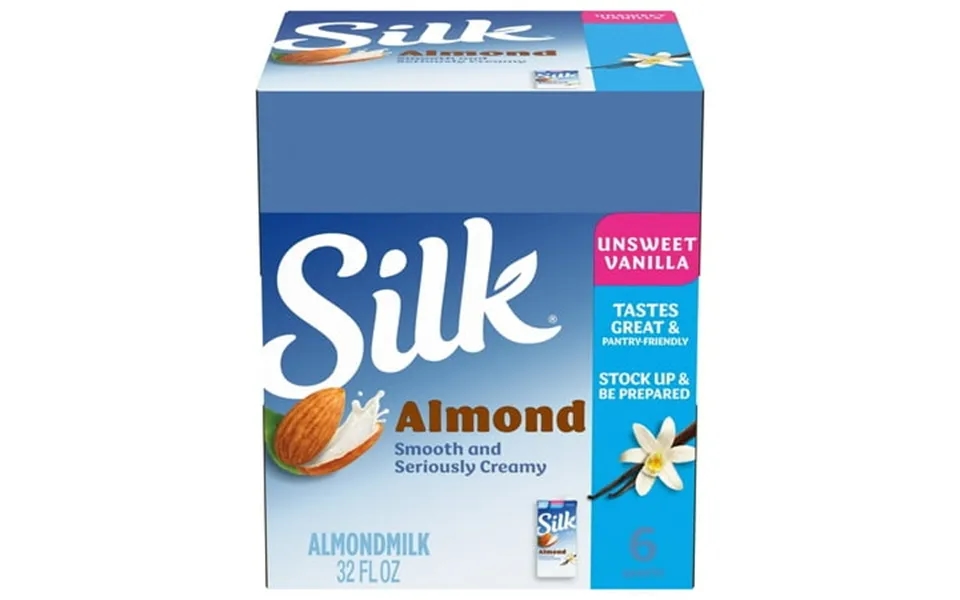 Silk Shelf Stable Dairy Free Lactose Free Gluten Free Unsweetened Vanilla Almond Milk 32 Fl Oz Quart 6 Count