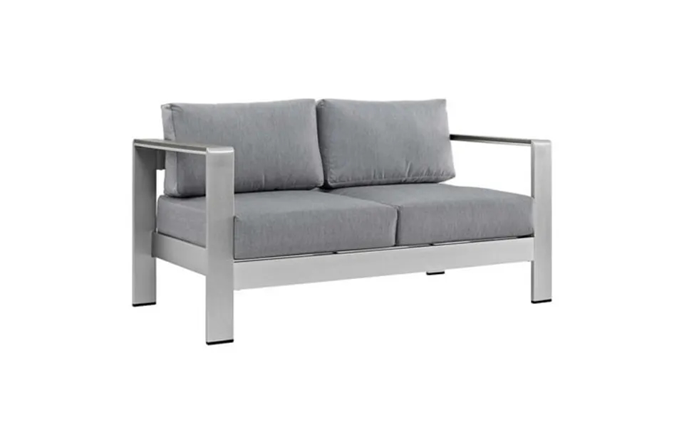 Silver Gray Shore Outdoor Patio Aluminum Loveseat