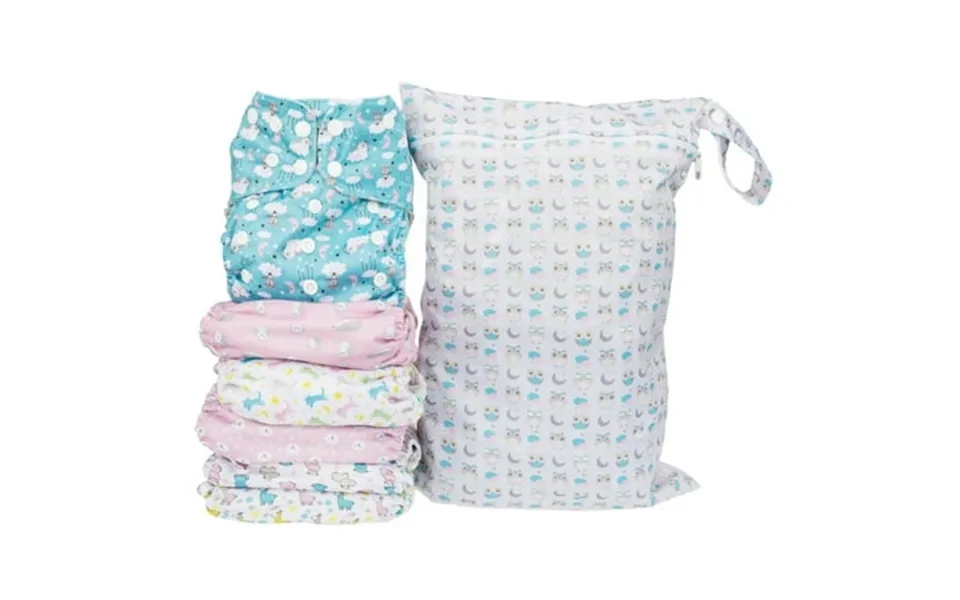 Simple Being Reusable Cloth Diapers 6 Pack Pocket Adjustable Size Waterproof Cover 6 Inserts Wet Bag Double Gusset Girl