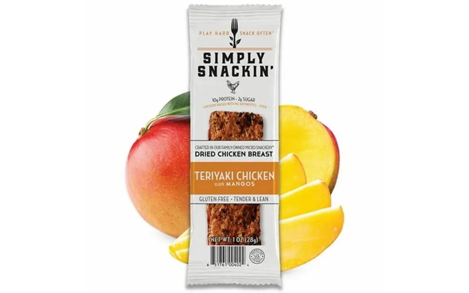 Simply Snackin Chicken Protein Snack - Teriyaki Chicken Breast With Mangos Size 6-pack