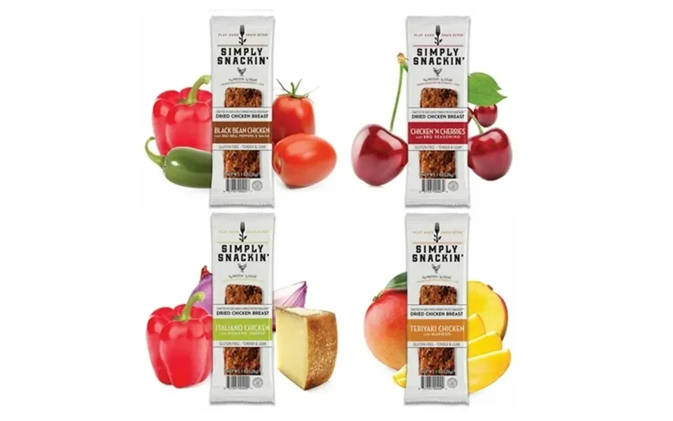 Simply Snackin Chicken Protein Snack - Variety Pack Size 6 Pc Variety Pack 24 Strips