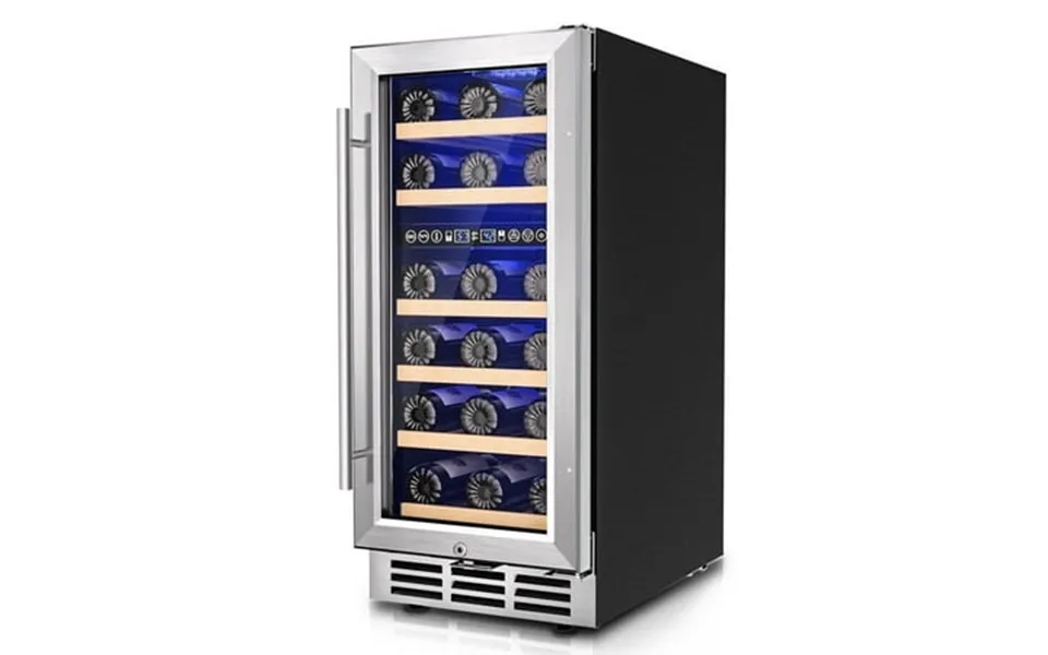 Simzlife 15 Inch Wine Fridge Dual Zone Wine Chiller With Digital Temperature Control Wine Cooler Upgraded Compressor Fit