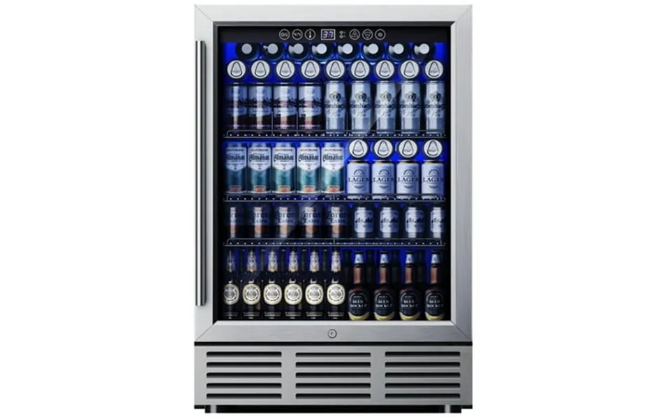 Simzlife 24 Inch Beverage Refrigerator 180 Can Built-in Beverage Cooler Under Counter Beer Fridge With Glass Door For So