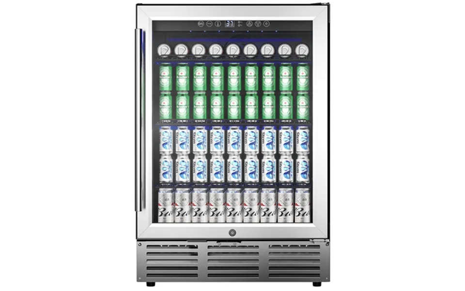 Simzlife Beverage Refrigerator Cooler-180 Cans Freestanding Mini Fridge Cooler With Glass Door Adjustable Shelves & Digi