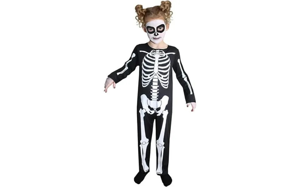 Skeleton Jumpsuit For Kids Girls Halloween Party Costume Child Cosplay Onesie Black Size L Large