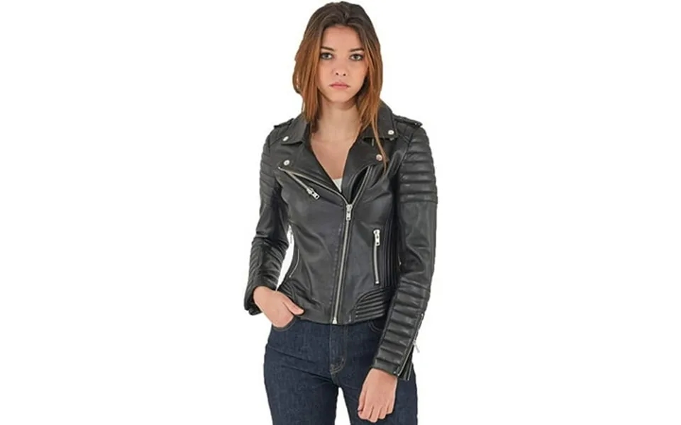 Skinoutfit Women Leather Jacket Genuine Lambskin Stylish Casual Slim Fit Biker Motorcycle Coat Outerwear 126 Xl Black