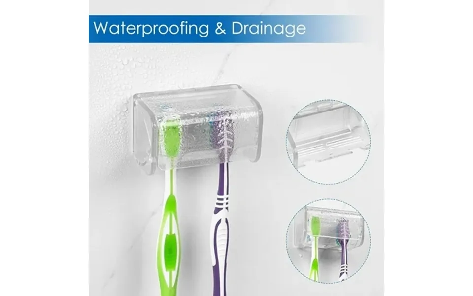 Skysonic 2-piece Wall-mounted Toothbrush Holder With Cover For Bathroom 2-slot Toothbrush Organizer For Shower Toothbrus