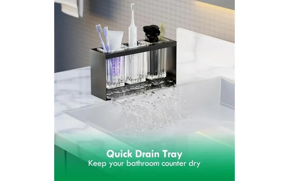 Skysonic Bathroom Toothbrush Holders 3-slot Detachable Organizer For Toothbrush And Toothpaste Countertop Storage Soluti