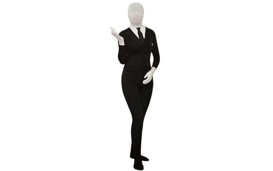 Slenderman Youth Costume Spandex Body Black Suit Tie Boys Kids Slender Man Meme