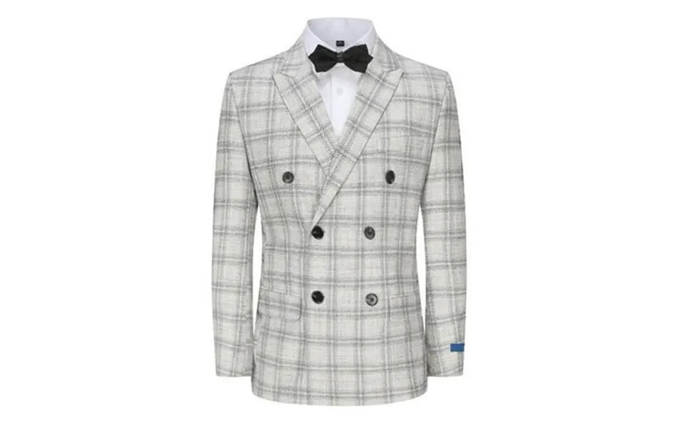 Slim Fit 2pc Grey Check Double Breasted Suit