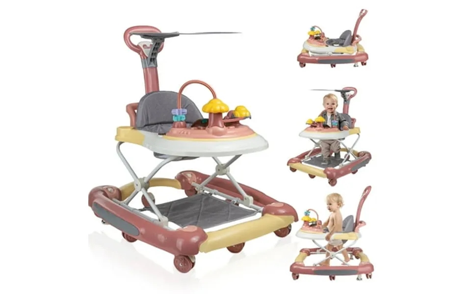 Sllingluo Music Lights Baby Walker For Boys And Girls Infant Walker With Toys Adjustable Pink