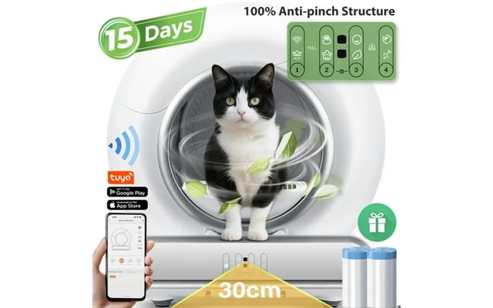 Smart Automatic Self-cleaning Cat Litter Box For Multi-cat W App Control Dual Safety Protection Real-time Health Trackin