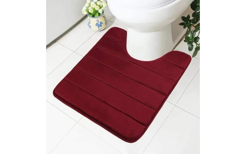 Smiry Memory Foam Bathroom Rugs Toilet Mats U-shaped Contour Carpet 20 X 24 Wine Red