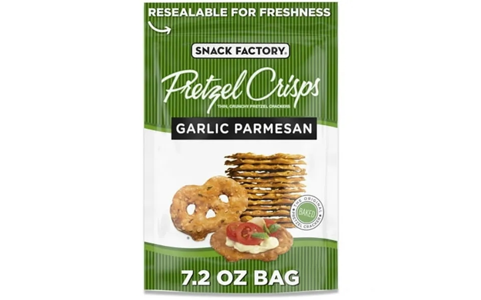 Snack Factory Garlic Parmesan Pretzel Crisps 7.2 Oz Resealable Bag