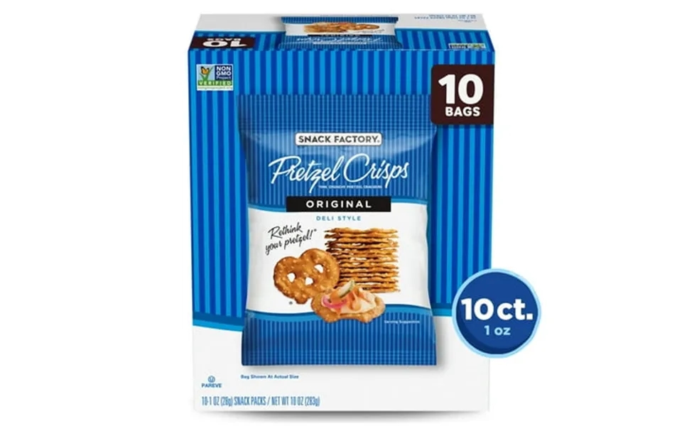 Snack Factory Pretzel Crisps Original 1 Oz Snack Bags 10 Ct - 4 Pack