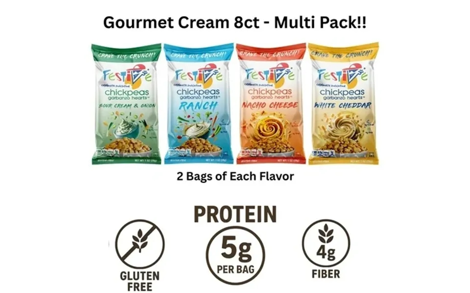 Snack Festive Roasted Chickpeas 4 Assorted Flavors Nut Free Non-gmo Vegan Soy-free 8 Count