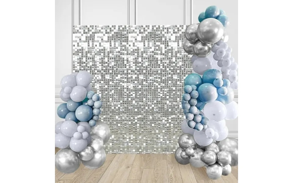 Soardream Silver Shimmer Wall Backdrop 30pcs Silver Sequins Backdrop Decoration Panels Photo Backdrops For Birthday Anni