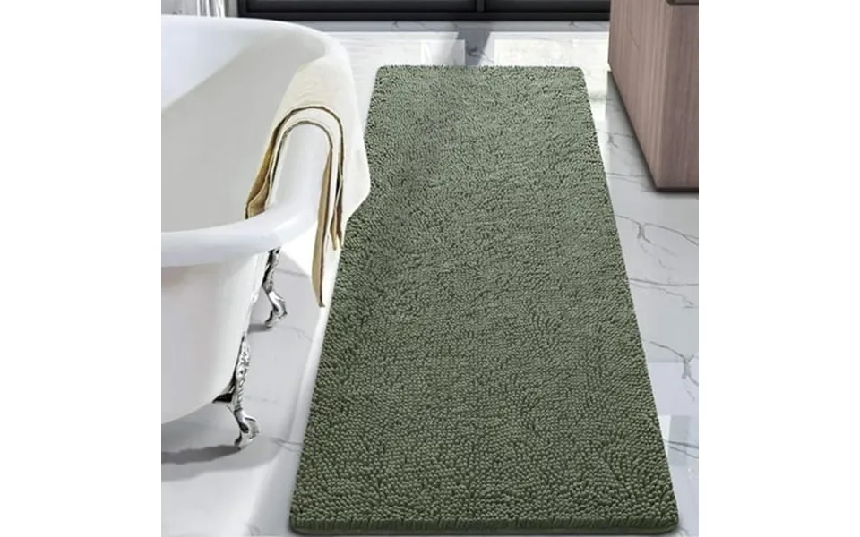 Softlife Luxury Soft Bathroom Non-slip Rug Shaggy Bath Mat 24 X48 Gray Green